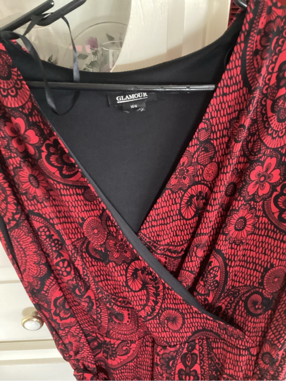 Glamour Black & Red Floral Wrap Dress